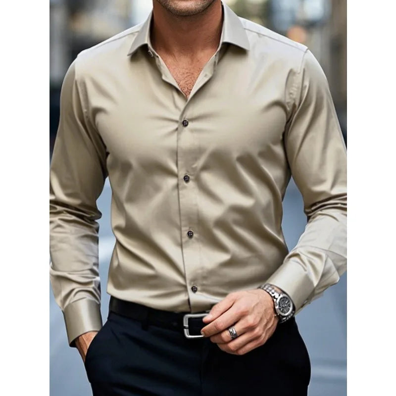 Men's Slim-Fit Button-Down Shirt for Business & Casual Wear