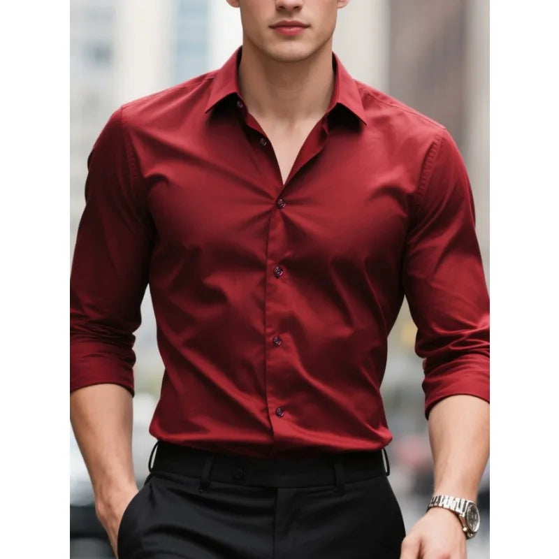 Men's Slim-Fit Button-Down Shirt for Business & Casual Wear