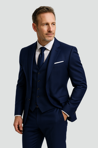 Men's Slim Fit Three-Piece Formal Suit and Waistcoat Set