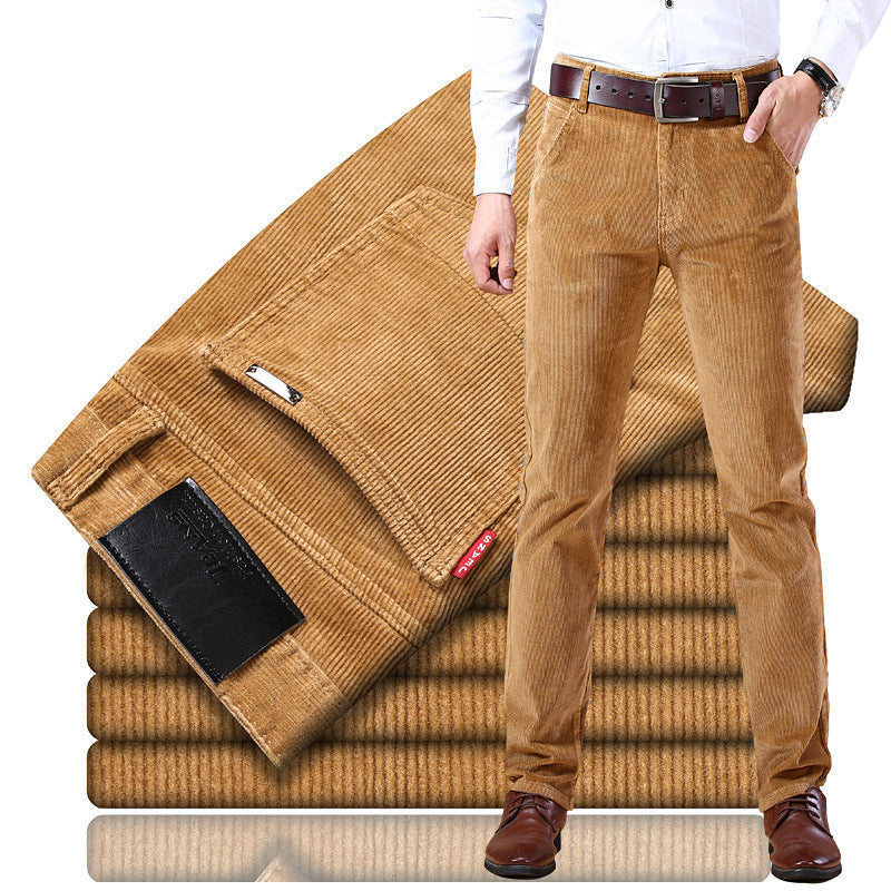 Men's Straight-Leg Stretch Corduroy Business Trousers