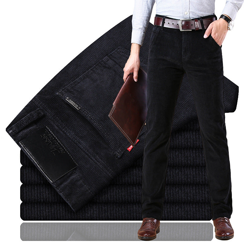 Men's Straight-Leg Stretch Corduroy Business Trousers