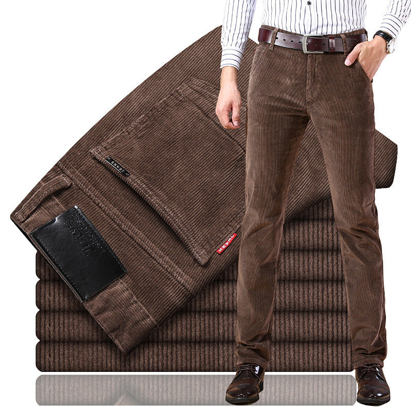 Men's Straight-Leg Stretch Corduroy Business Trousers