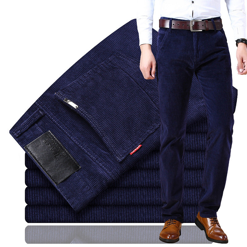 Men's Straight-Leg Stretch Corduroy Business Trousers