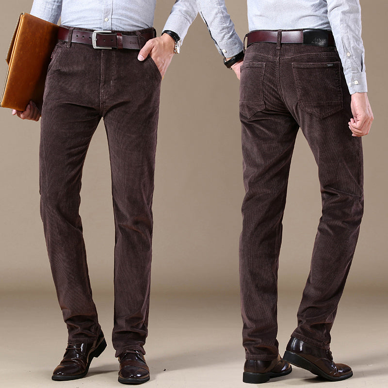 Men's Straight-Leg Stretch Corduroy Business Trousers