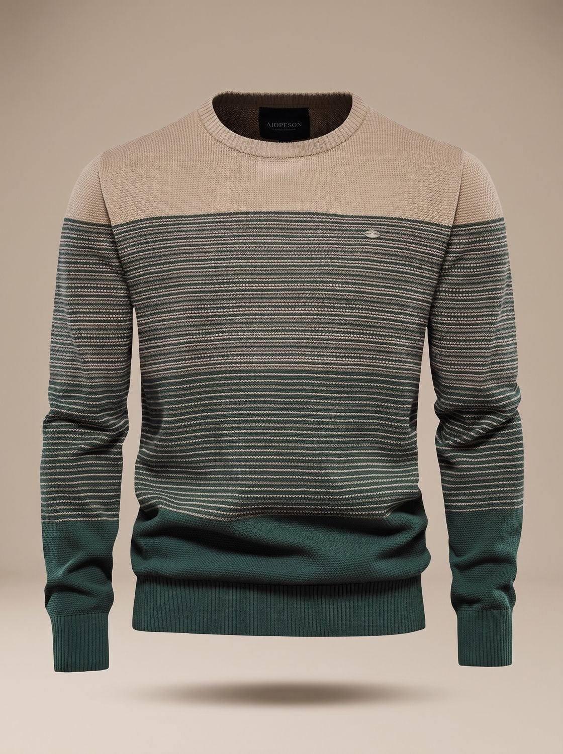 Men's Striped Colorblock Crew Neck Knit Pullover Sweater