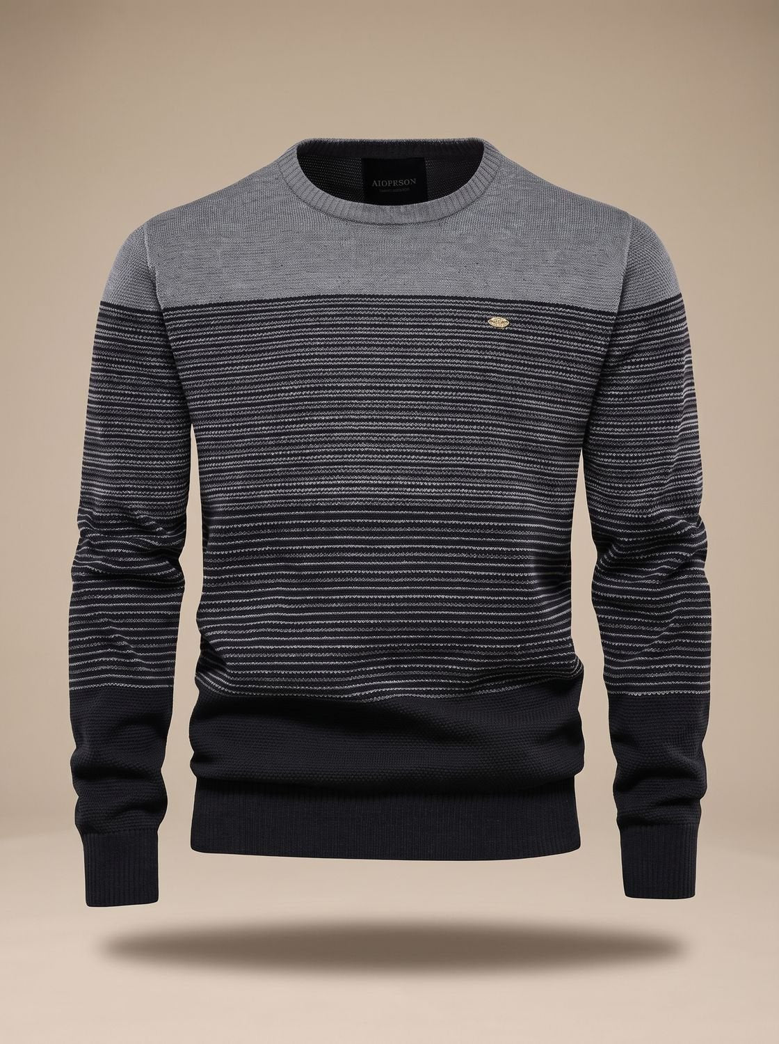 Men's Striped Colorblock Crew Neck Knit Pullover Sweater