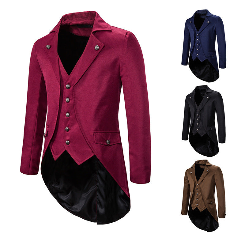 Men's Victorian Swallowtail Tailcoat with Integrated Waistcoat