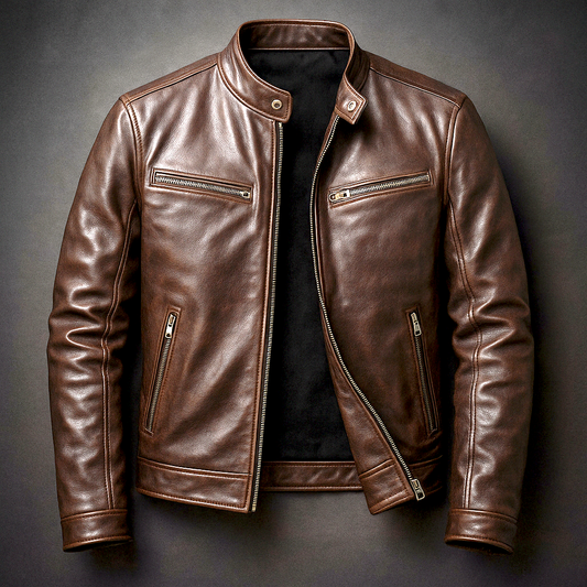 Men's Vintage PU Leather Jacket – Classic Retro Biker Jacket