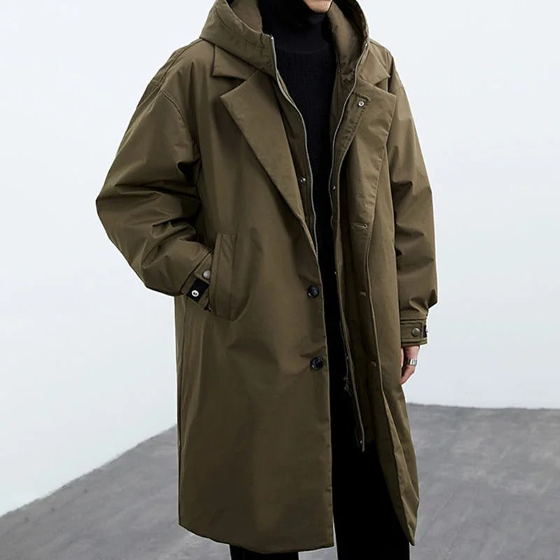 Men's Waterproof Trench Coat - Stylish & Warm Puffer Design