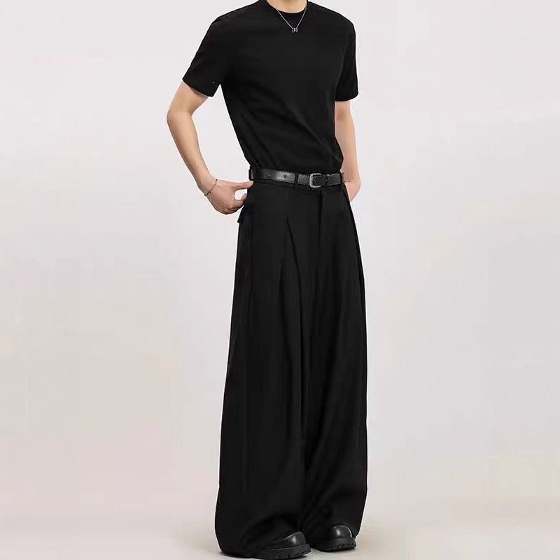 Men's Wide-Leg Harem Pants with Pockets