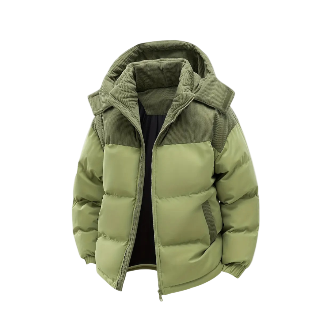 Men's Winter Jacket with Drawstring Hood - Modern and Functional
