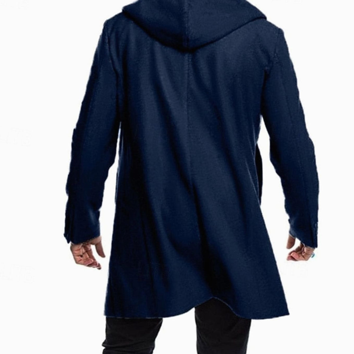 Men's Wool Hooded Toggle Long Overcoat