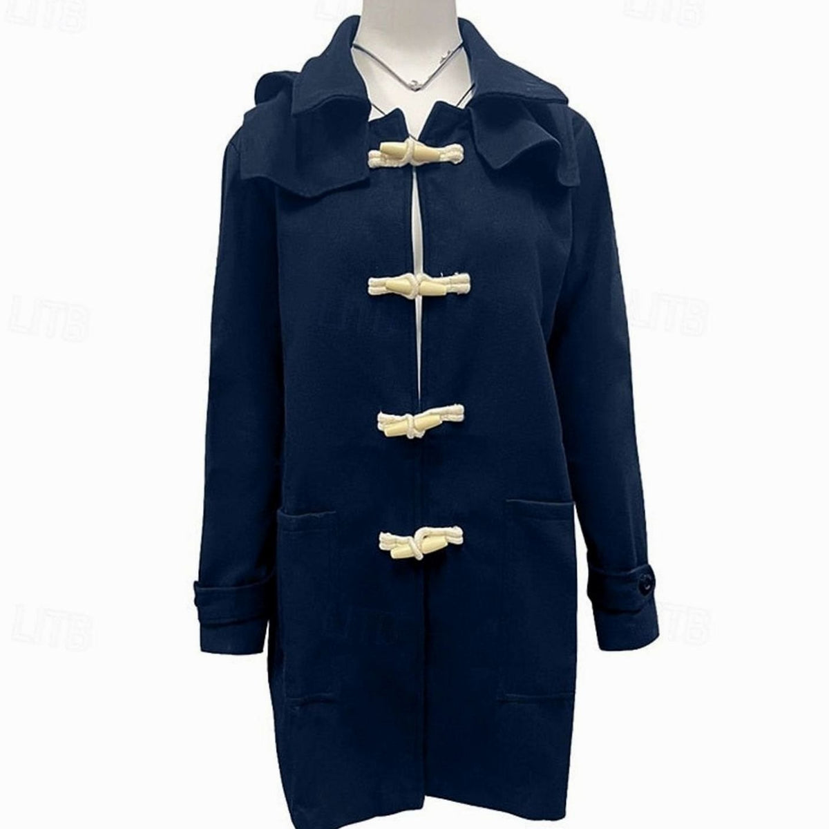 Men's Wool Hooded Toggle Long Overcoat