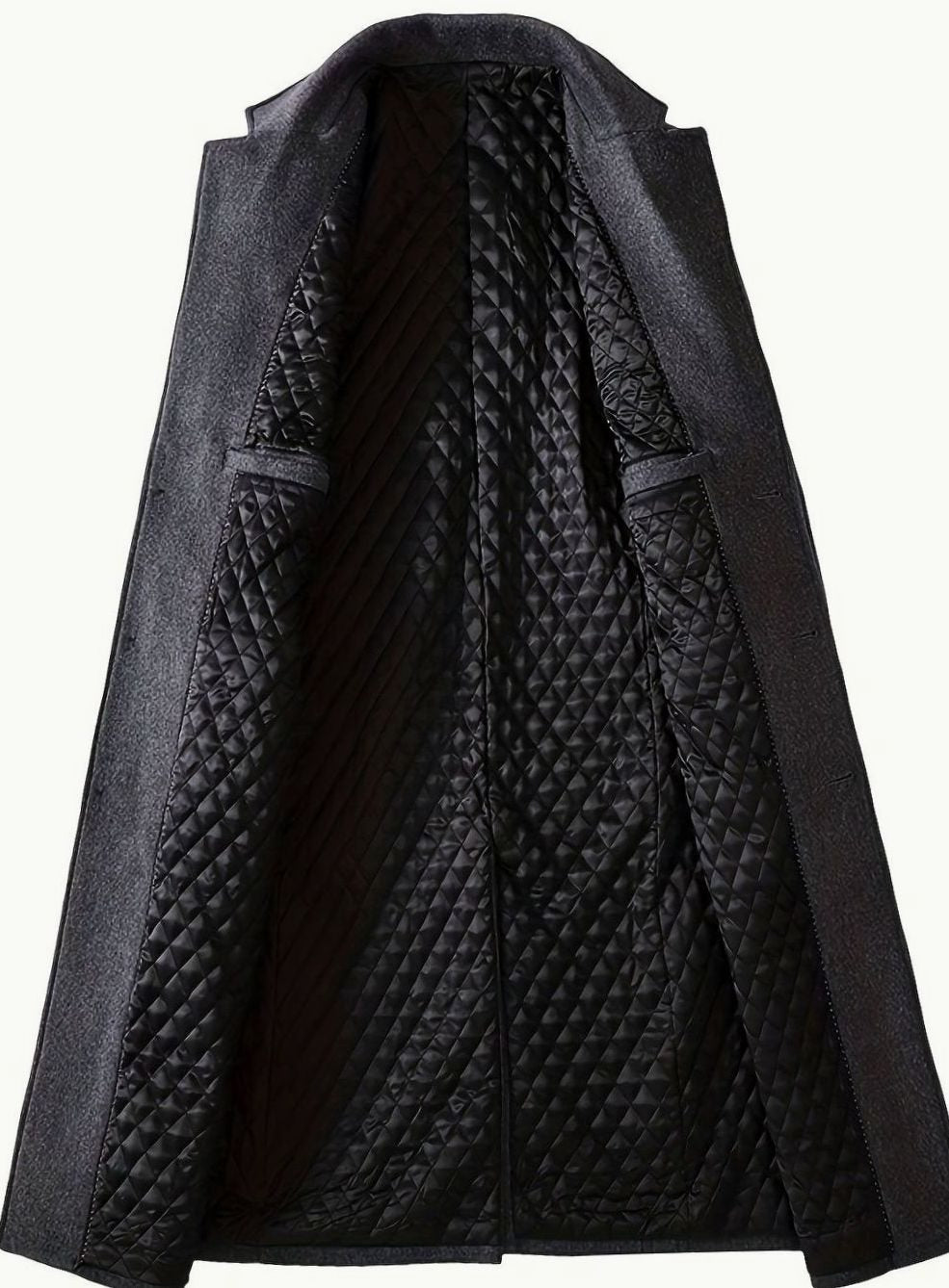 Men's Wool Long Tailored Button-Front Overcoat Trench Coat