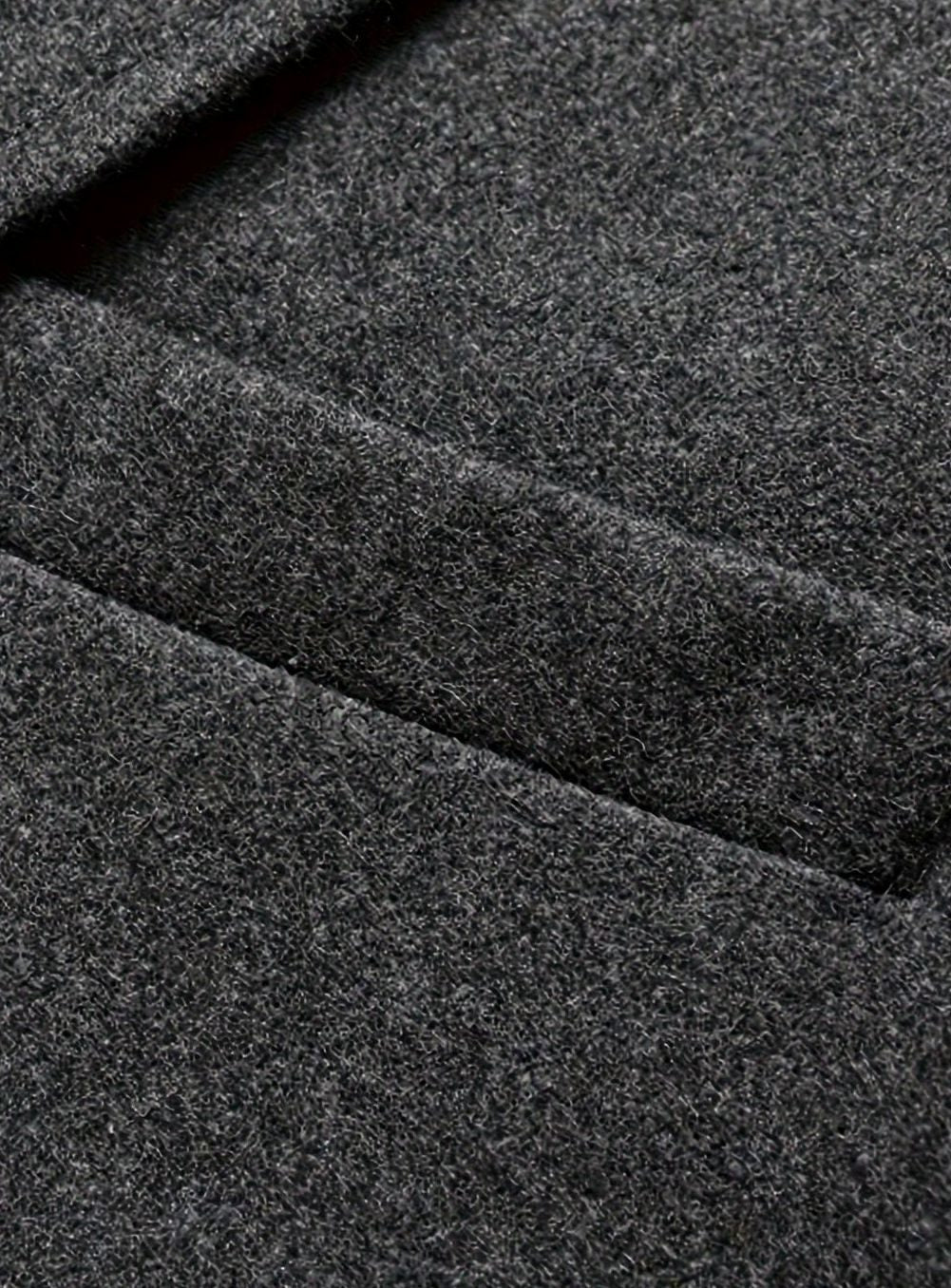 Men's Wool Long Tailored Button-Front Overcoat Trench Coat