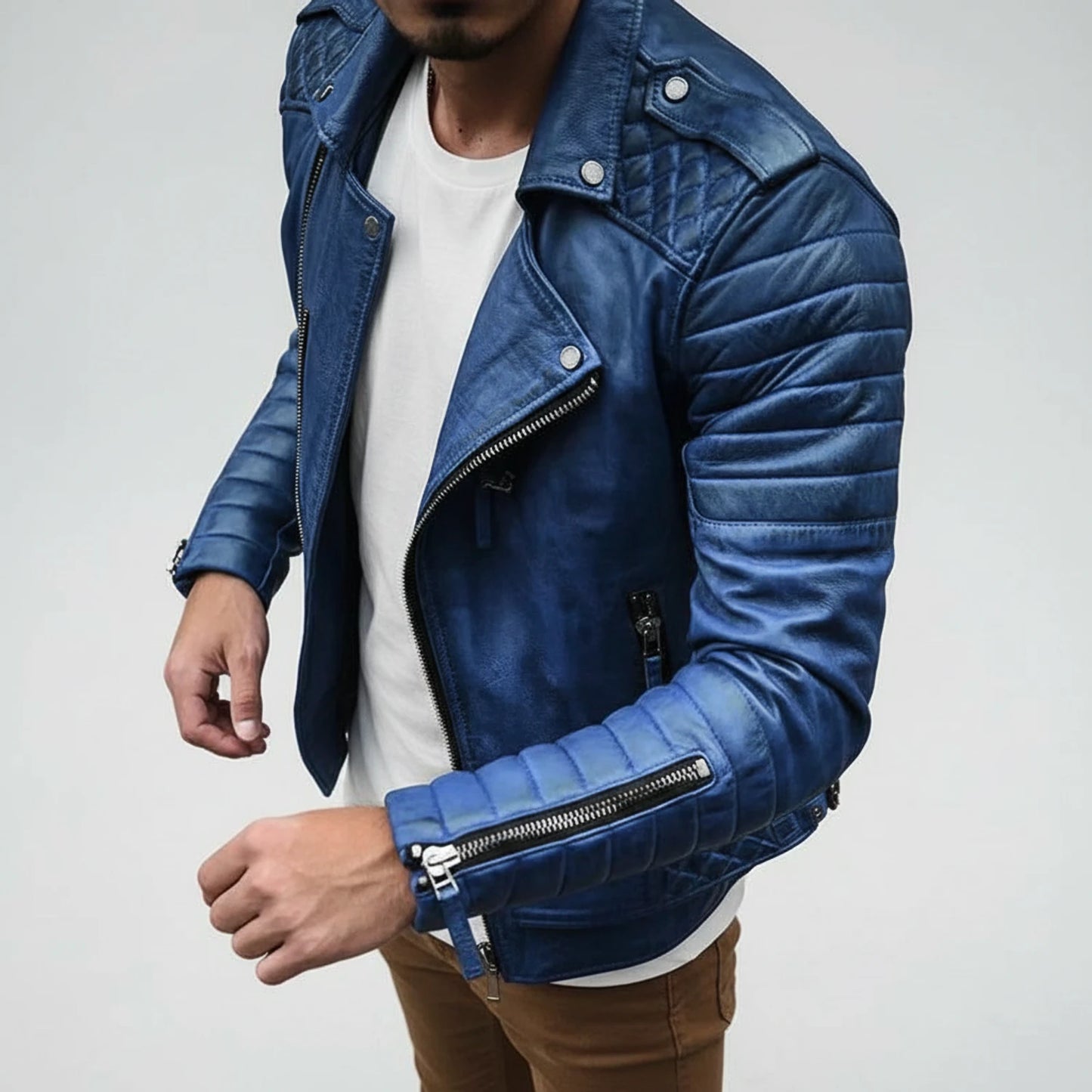 Quilted Biker Jacket for Men