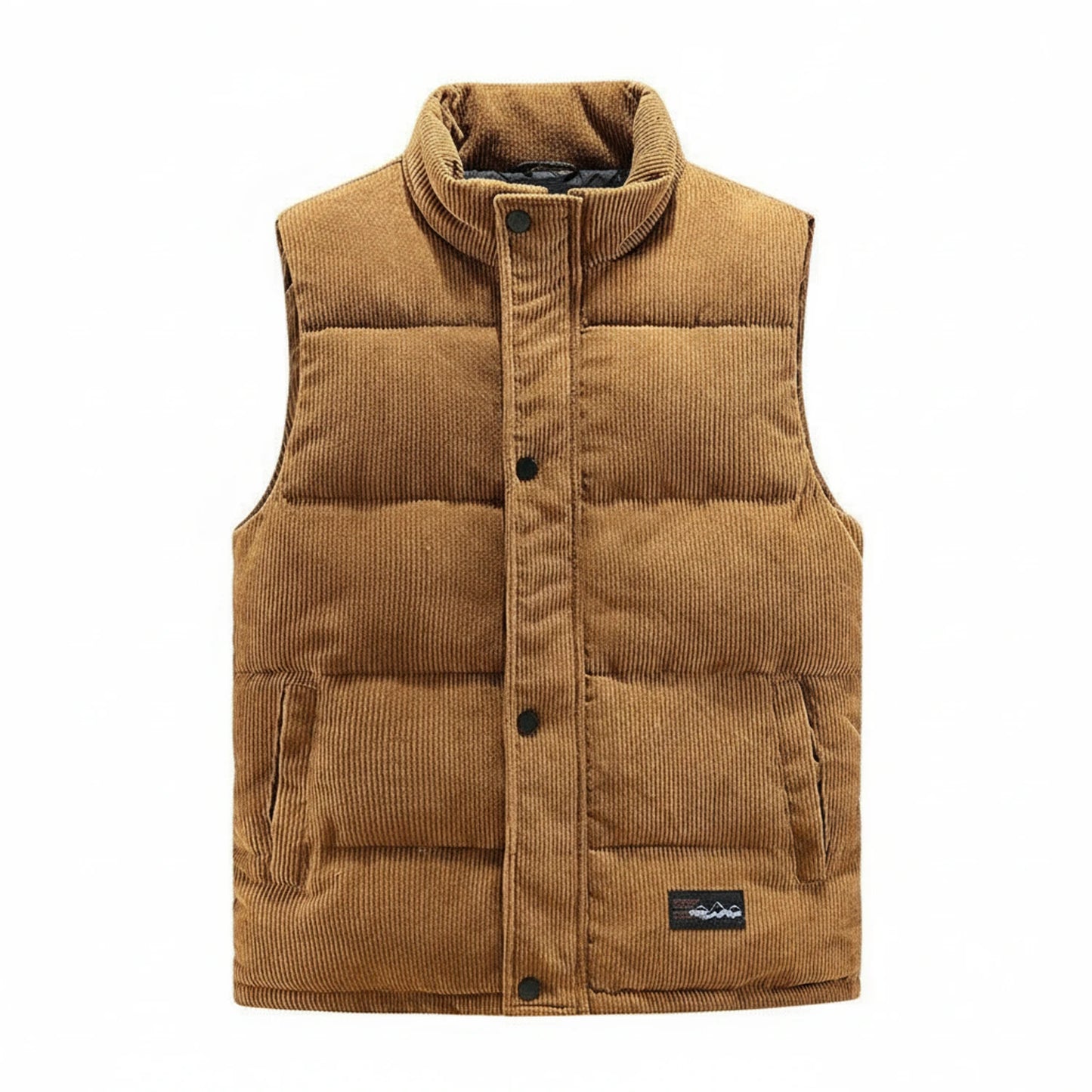 Button Front Puffer Vest for Men