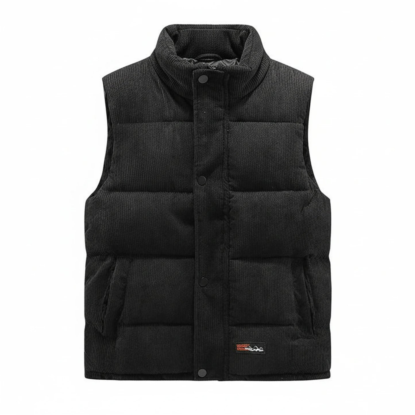 Button Front Puffer Vest for Men