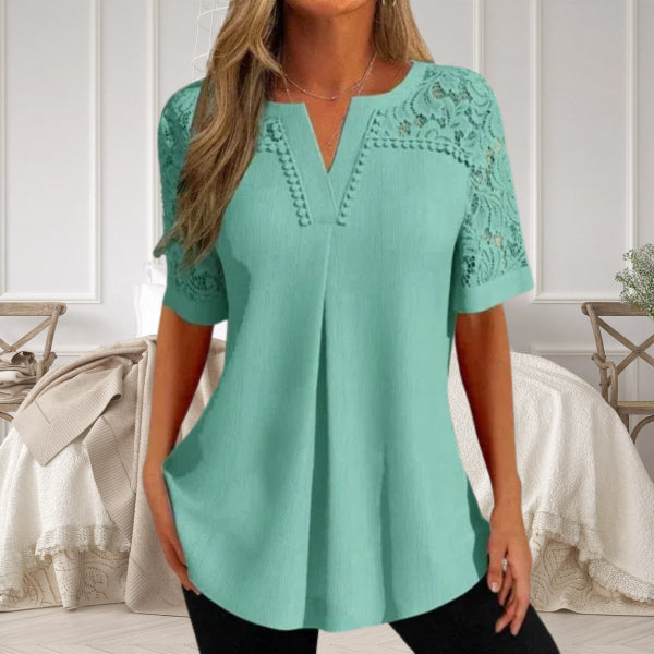 Michaela | Women's Lace Sleeve V-Neck Blouse