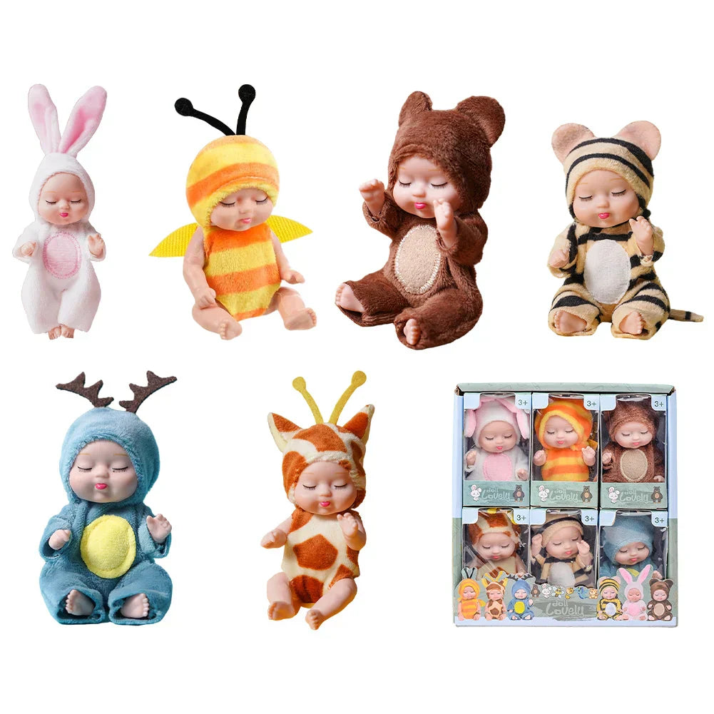 Mini Reborn Baby Doll Set - 6 Lifelike Realistic Dolls