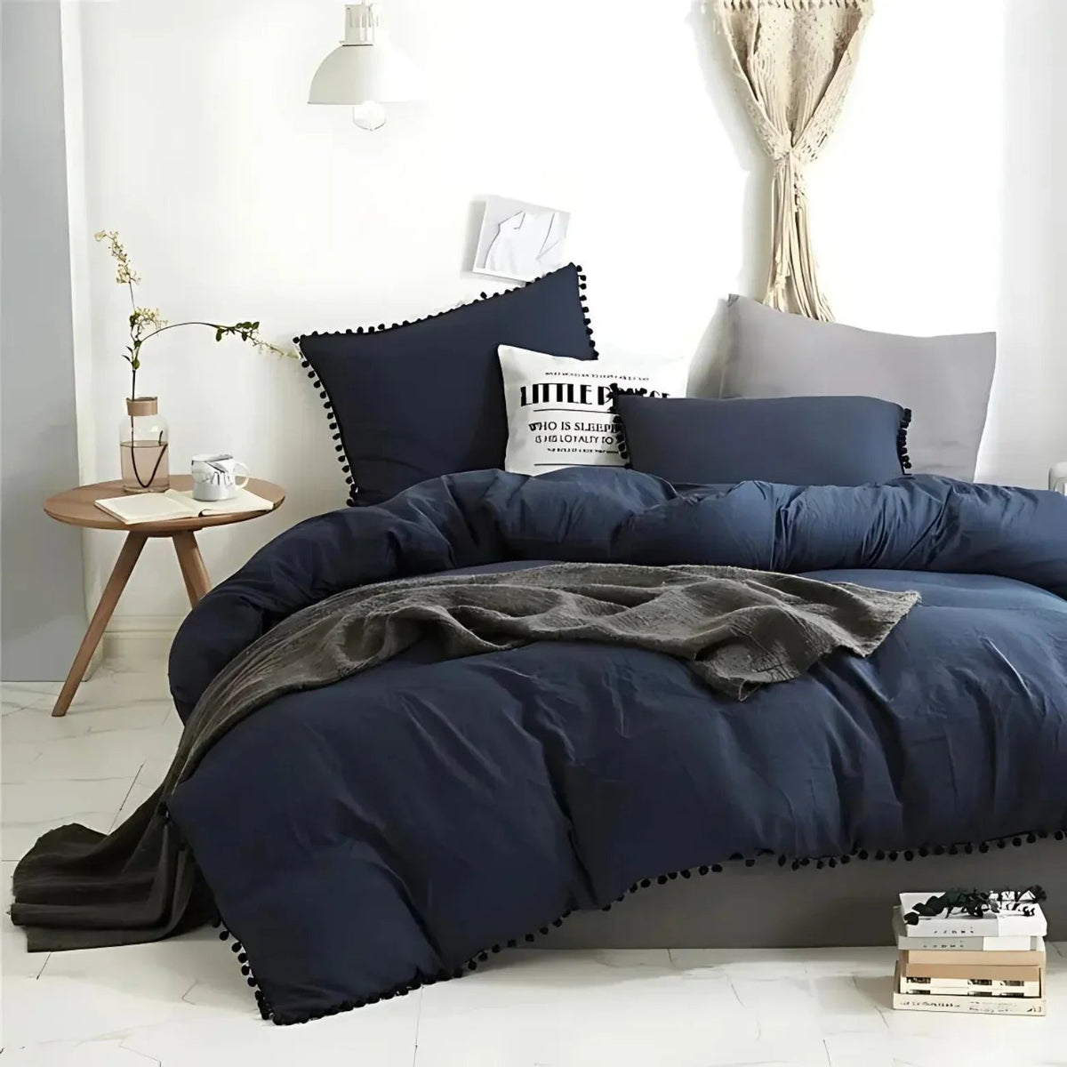 Minimalist Nordic Pom-Pom Quilt Bedding Set