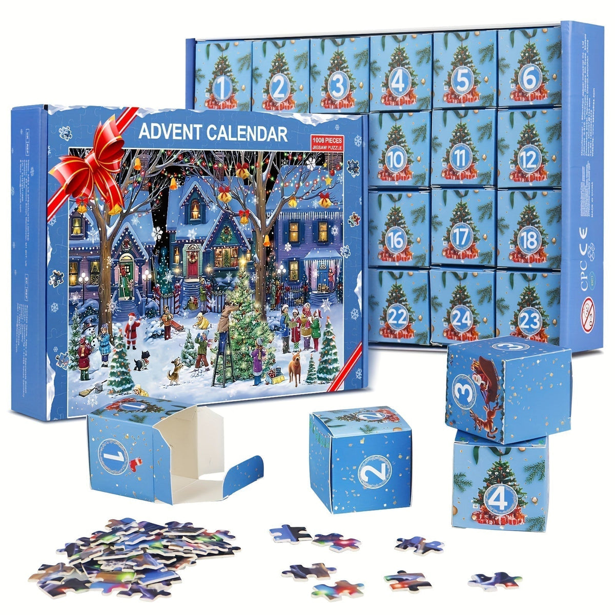 Modern Christmas Village Jigsaw Puzzle Advent Calendar