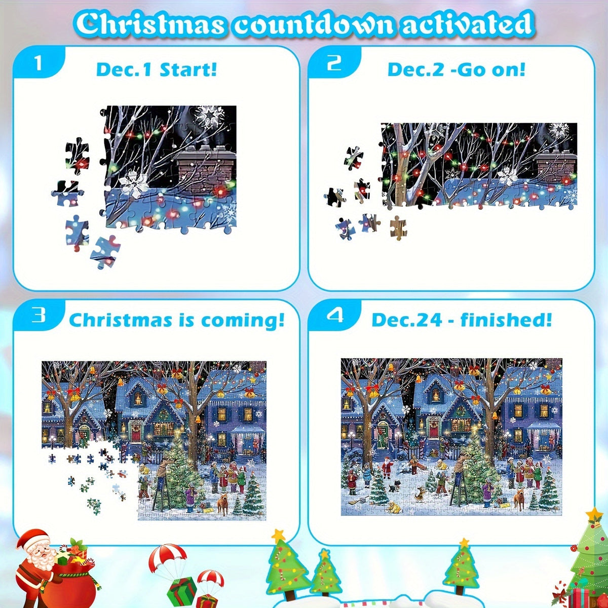 Modern Christmas Village Jigsaw Puzzle Advent Calendar