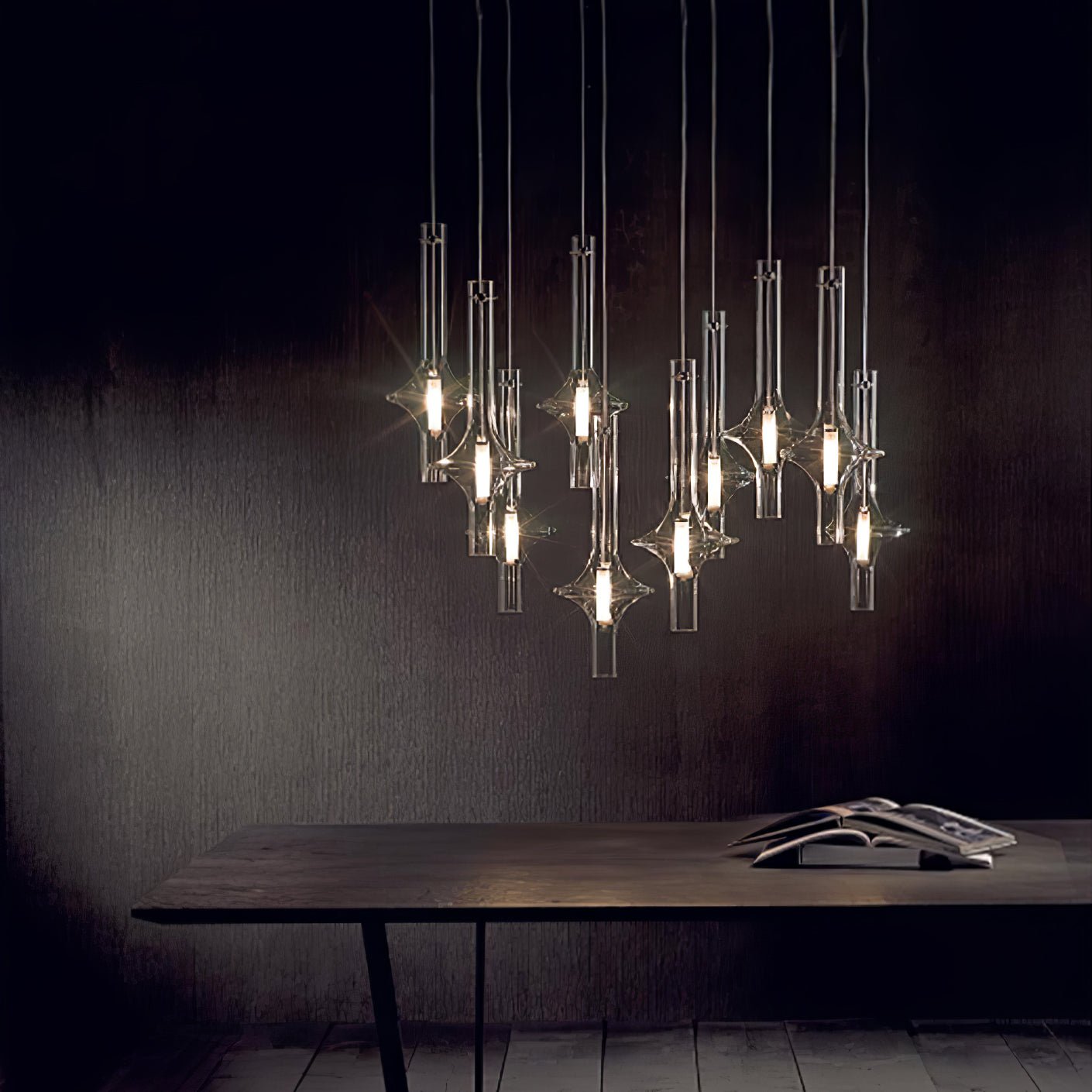 Modern LED Pendant Lamp Made of Glass and Iron – Adjustable Color Temperature, Ideal for Kitchen and Dining Room