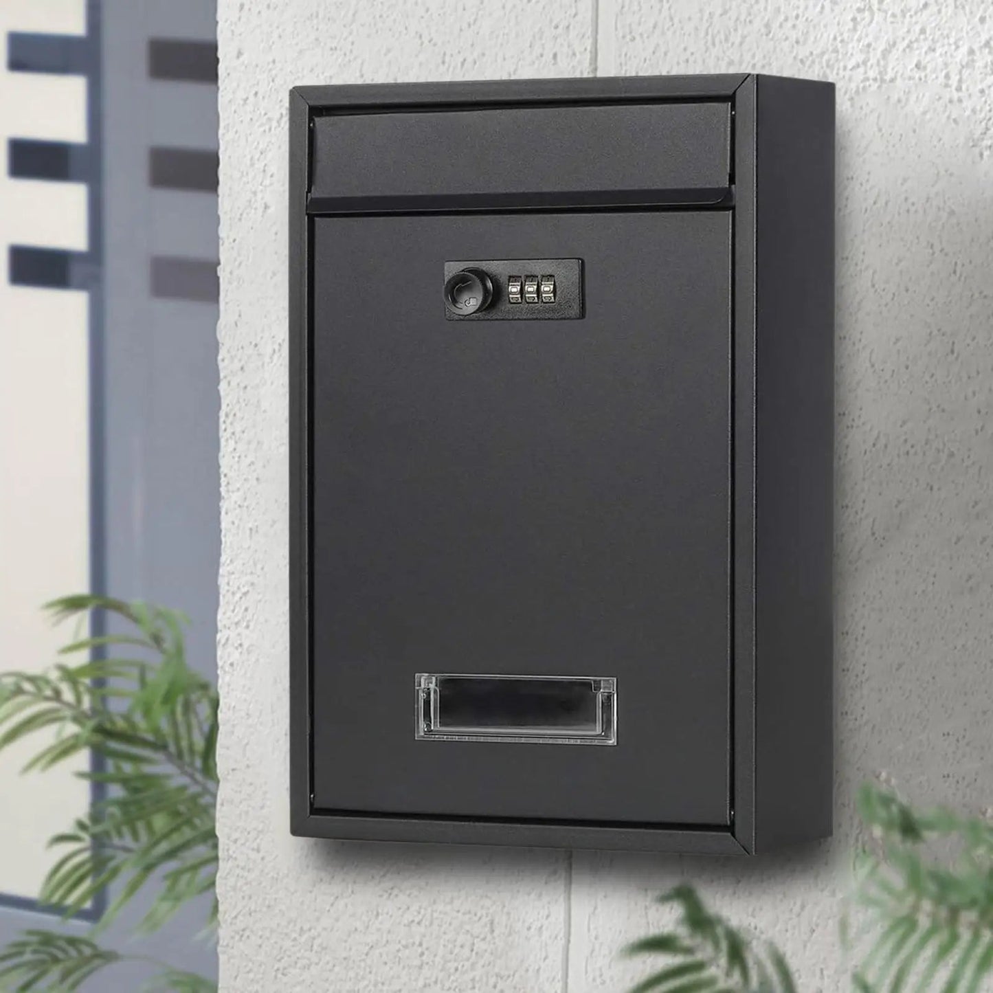 Modern Mailbox with Combination Lock – Black Mailbox for Correspondence and Small Packages