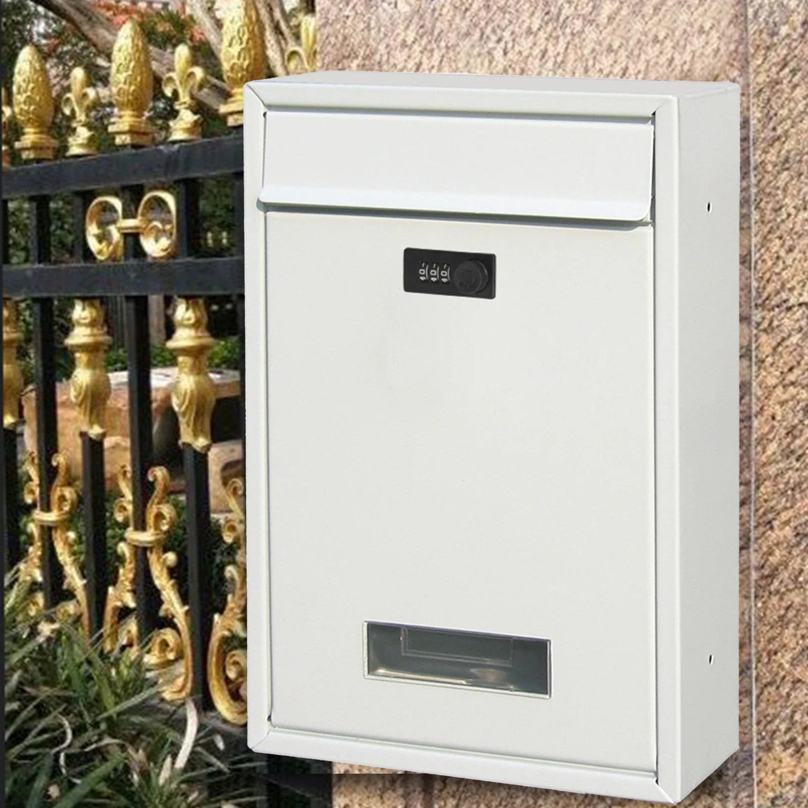 Modern Mailbox with Combination Lock – Black Mailbox for Correspondence and Small Packages