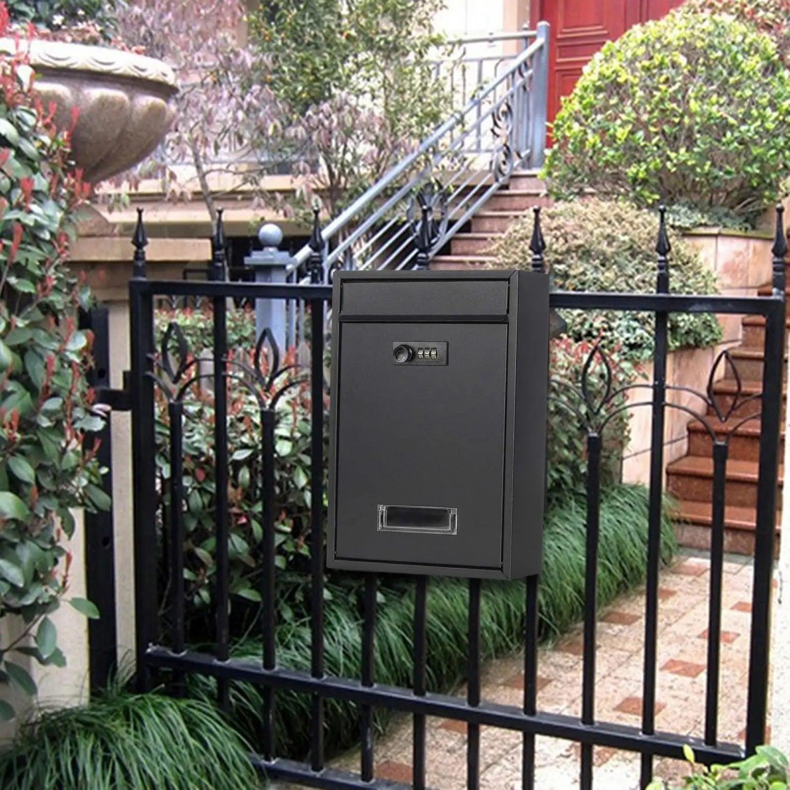 Modern Mailbox with Combination Lock – Black Mailbox for Correspondence and Small Packages