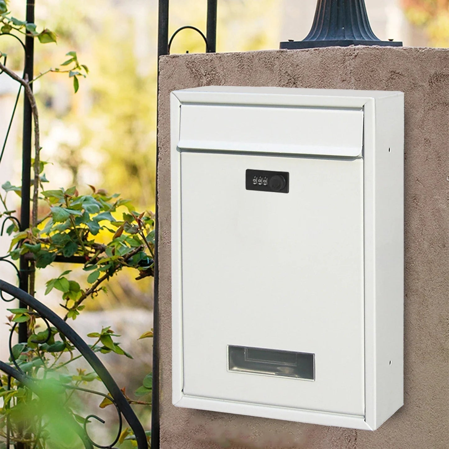 Modern Mailbox with Combination Lock – Black Mailbox for Correspondence and Small Packages