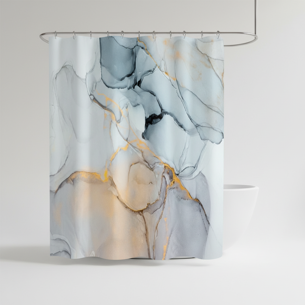 Modern Marbled Shower Curtain