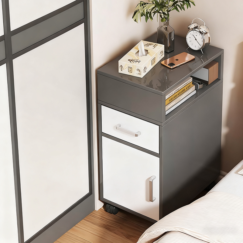 Modern Minimalist Rectangular MDF 1-Drawer Bedroom Nightstand