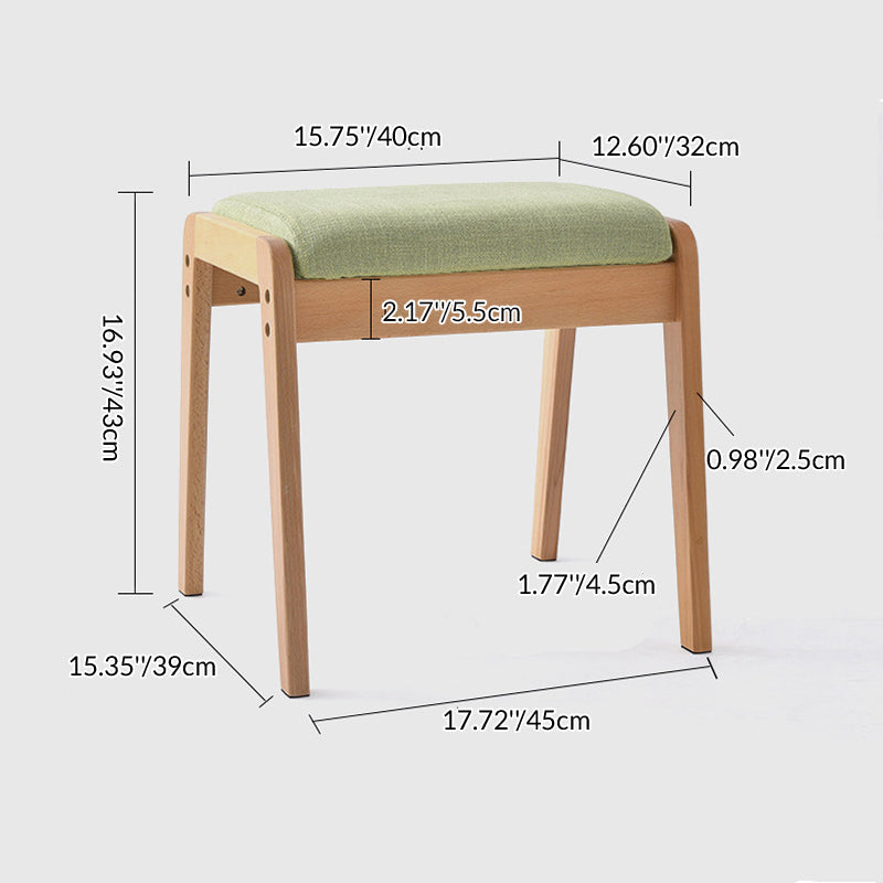 Modern Minimalist Rectangular Solid Wood Linen Vanity Stool for Bedroom