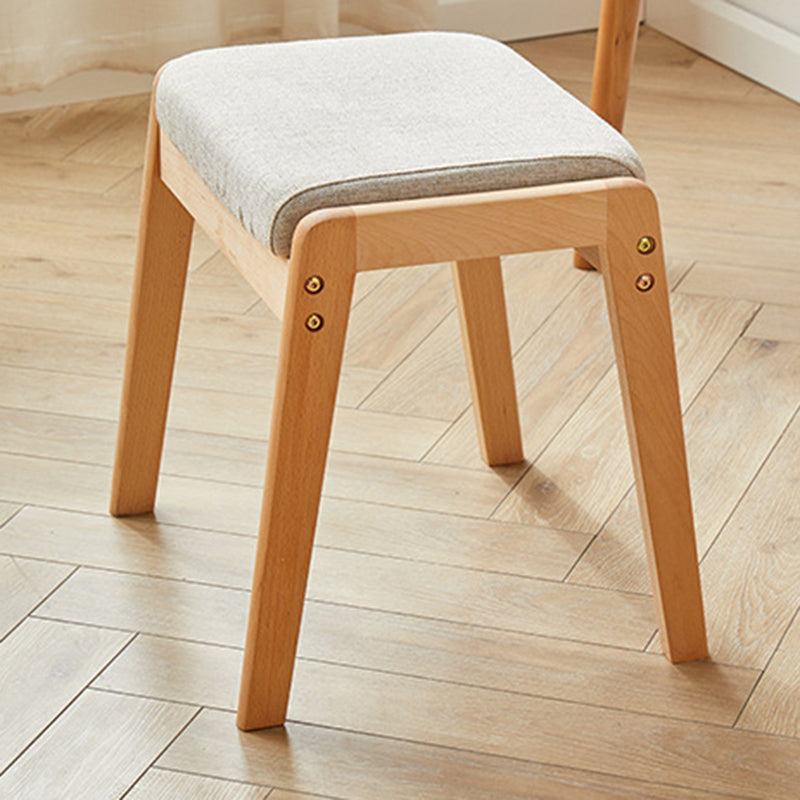 Modern Minimalist Rectangular Solid Wood Linen Vanity Stool for Bedroom