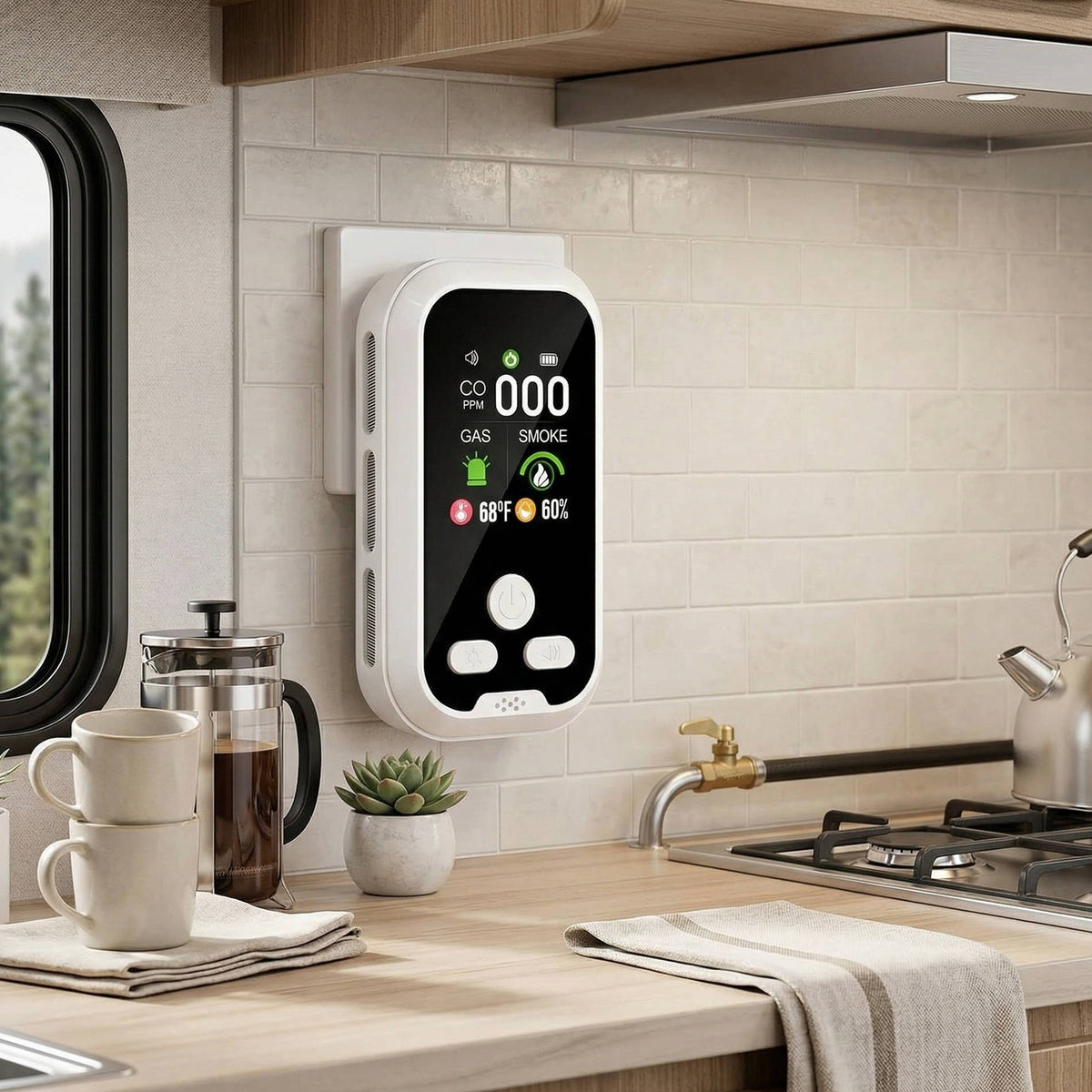 Multifunctional Gas and Smoke Monitor with LCD Display and Temperature and Humidity Readings