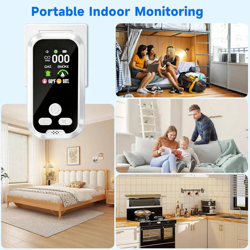 Multifunctional Gas and Smoke Monitor with LCD Display and Temperature and Humidity Readings