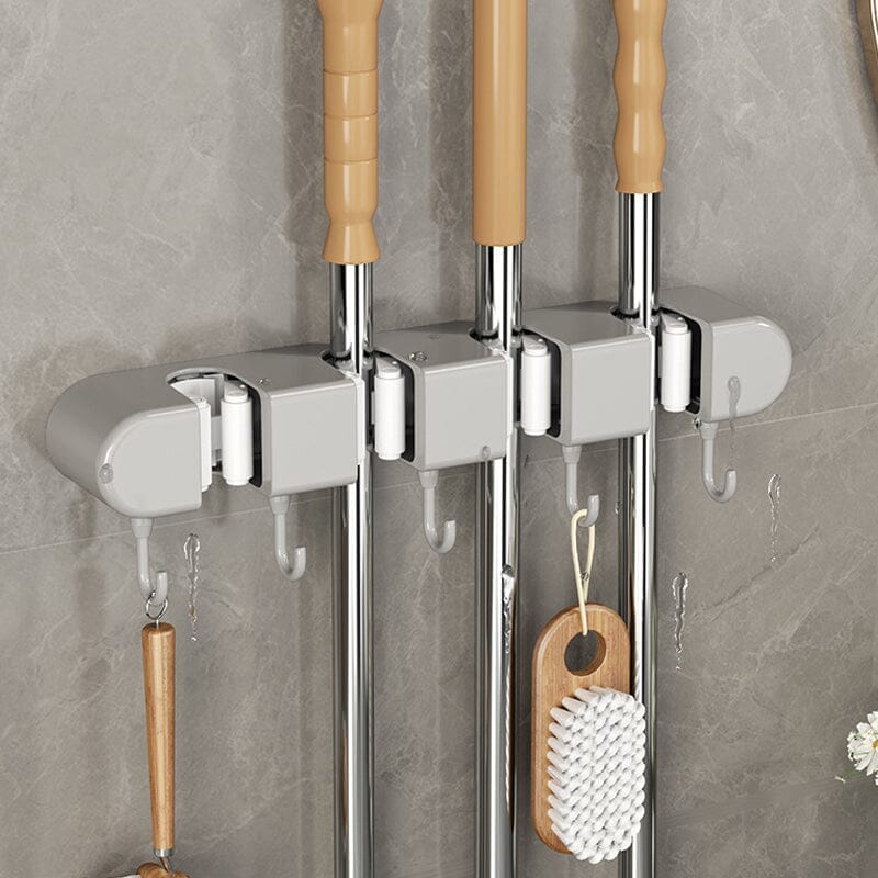 Multifunctional Wall-Mounted Mop & Broom Holder with Hooks