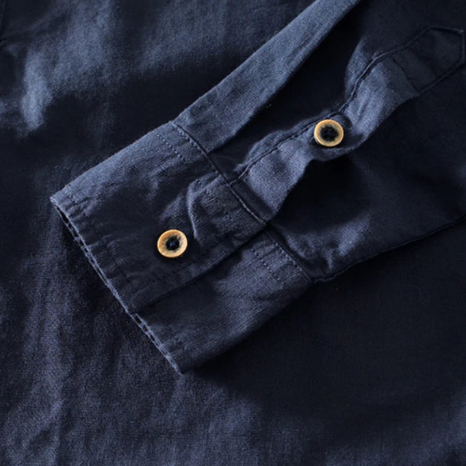 Image of Murray | Men's Long Sleeve Band Collar Casual Shirt