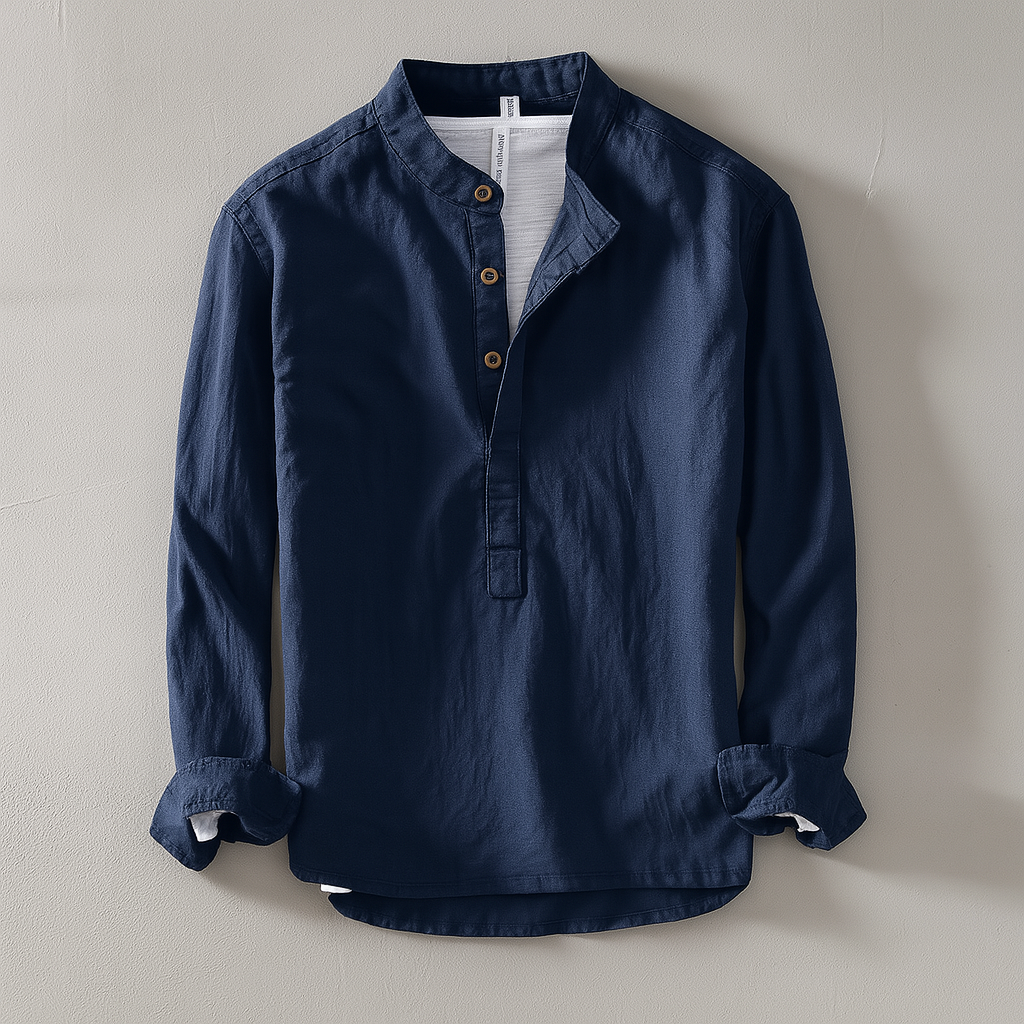 Image of Murray | Men's Long Sleeve Band Collar Casual Shirt