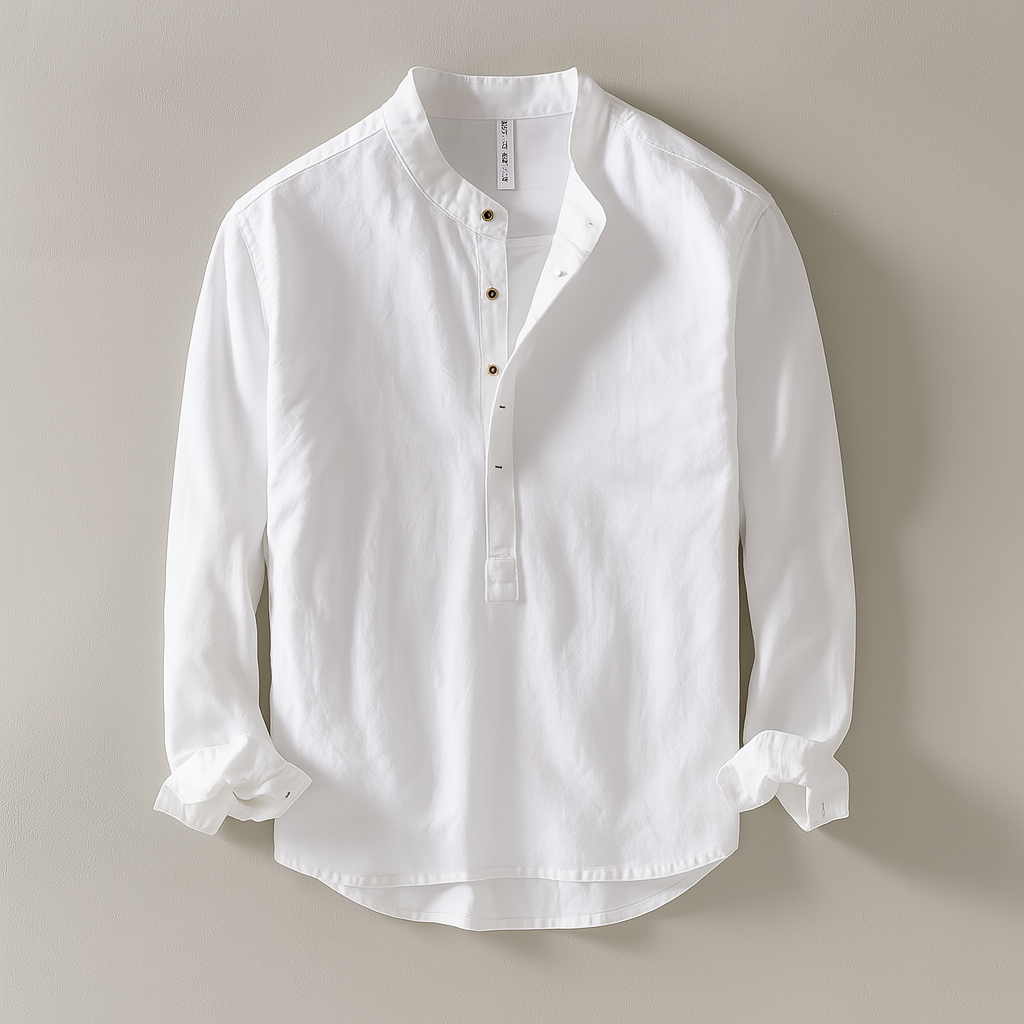Image of Murray | Men's Long Sleeve Band Collar Casual Shirt