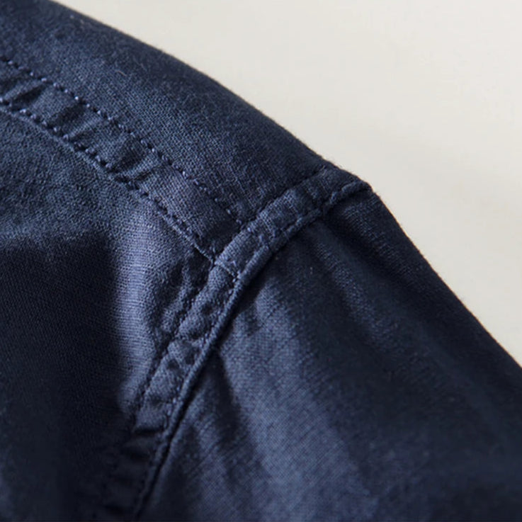 Image of Murray | Men's Long Sleeve Band Collar Casual Shirt