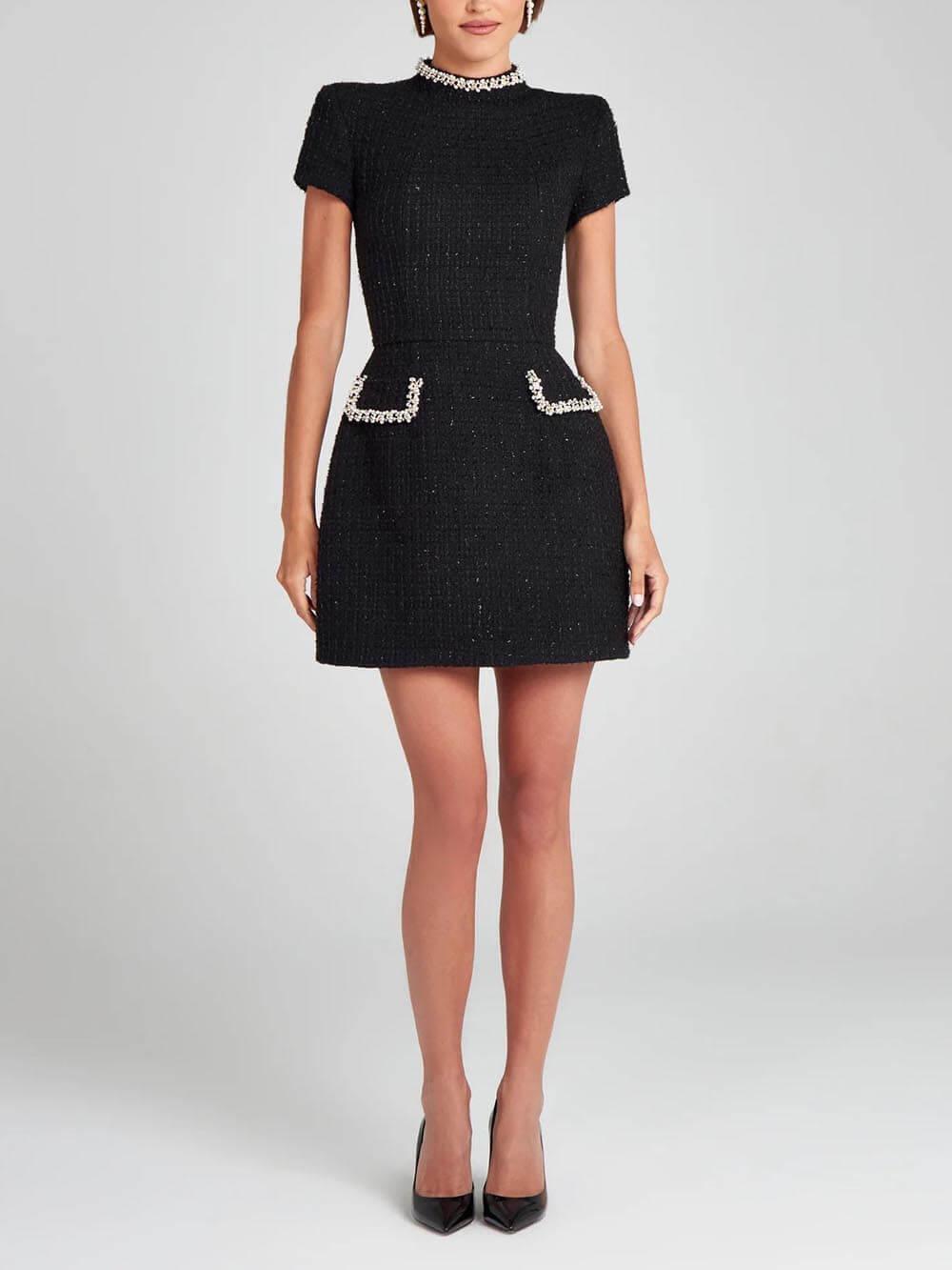 Image of Naomi | Women's High Neck A-Line Mini Dress
