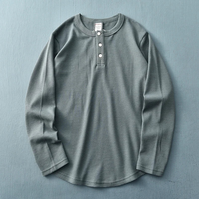 Image of Nathan | Men's Long Sleeve Henley T-Shirt