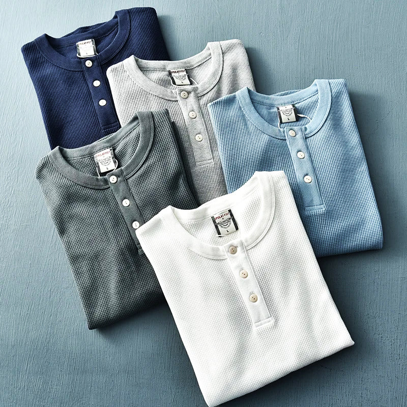 Image of Nathan | Men's Long Sleeve Henley T-Shirt