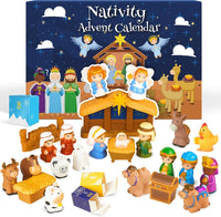 Nativity Scene Advent Calendar 25-Piece Holiday Decoration