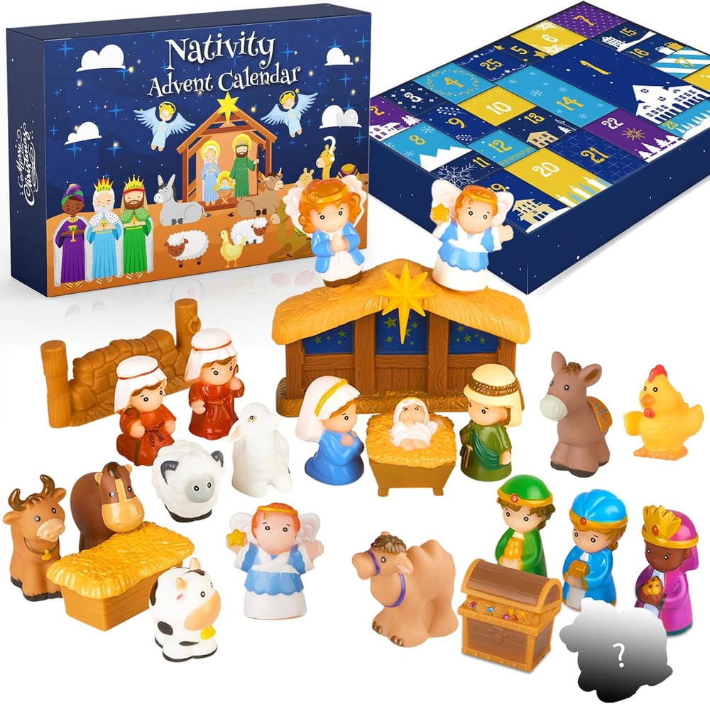 Nativity Scene Advent Calendar 25-Piece Holiday Decoration