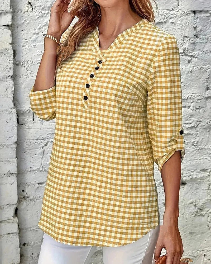 Image of Nell | Women's Button-Down Gingham Blouse
