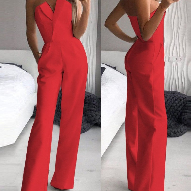 Image of Nell | Women's Strapless Wide Leg Jumpsuit